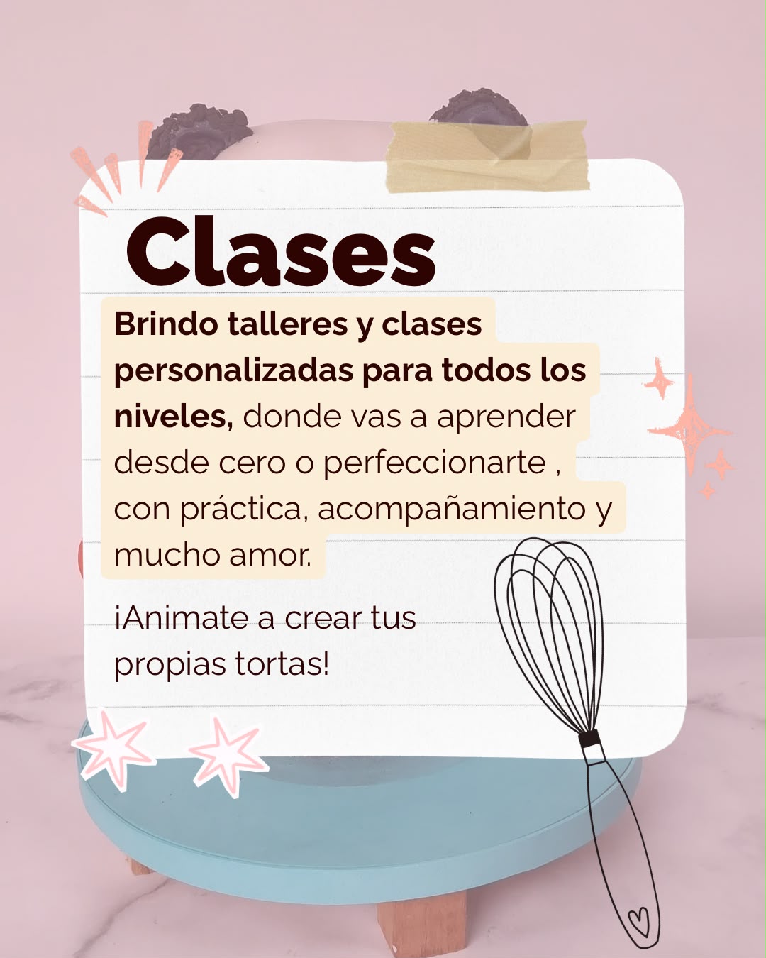 Presentación de los talleres y clases de pastelería de Jor.